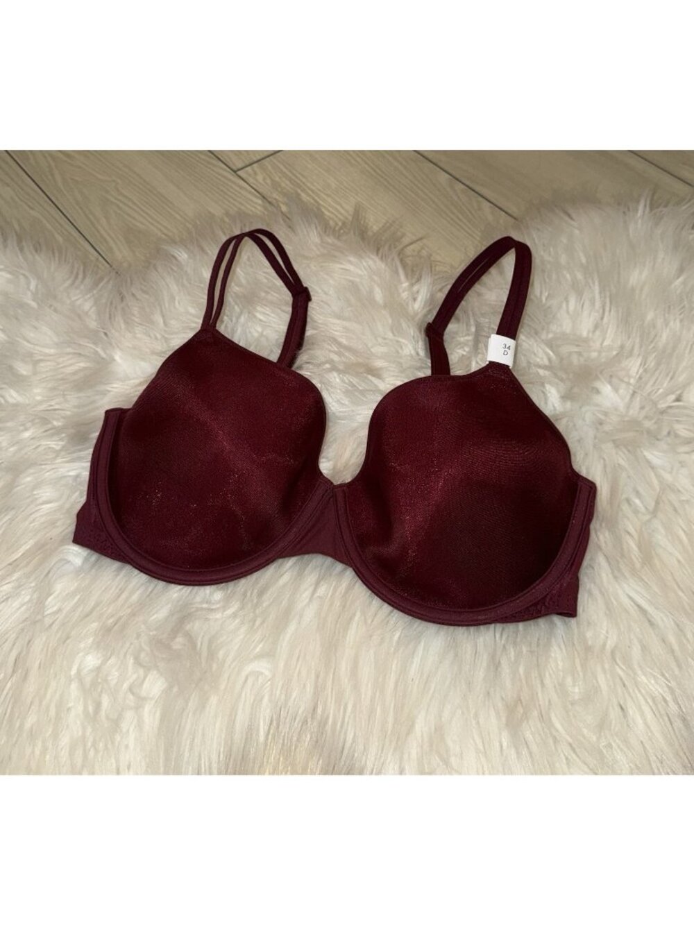 Calvin Klein QF6068 Sheer Marquisette Convertible Spacer Bra UW 34D Maroon New
